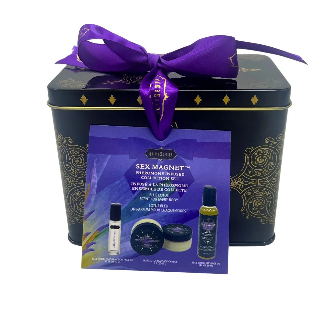 Sex Magnet Pheromone BLUE LOTUS Gift Set Includes Roll On Fragrance, Massage Oil, Massage Candle – Image 2