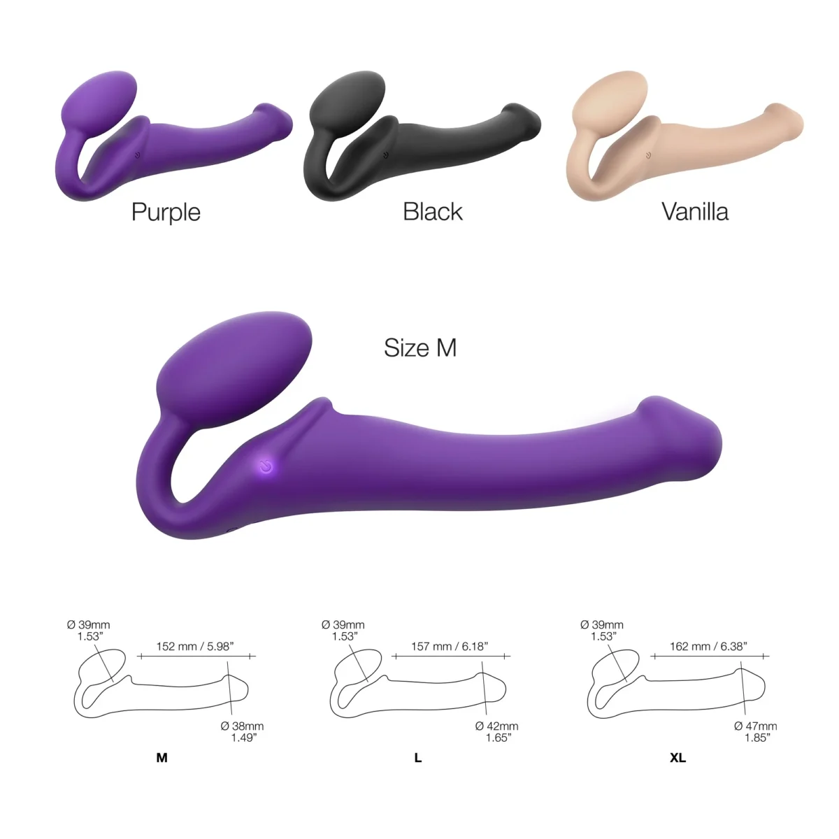 VIBRATING BENDABLE STRAP-ON - M - PURPLE - Image 5