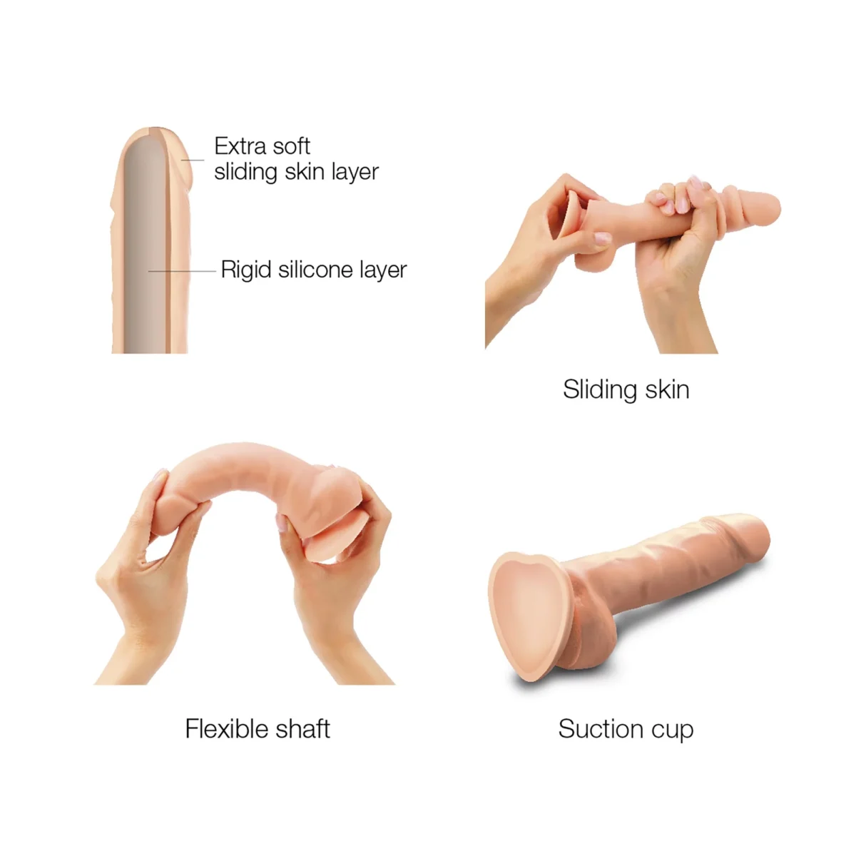 SLIDING SKIN REALISTIC DILDO VANILLA XL – Image 5
