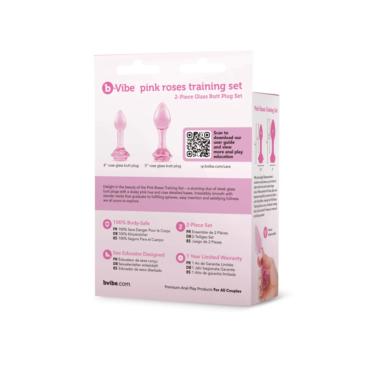 Pink Roses Glass Butt Plug Training Set - Image 7