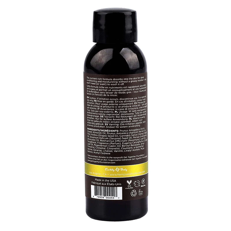 Hemp Seed Massage & Body Oil Nag Champa 2 fl oz / 60 ml - Image 3