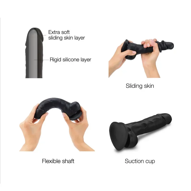 SLIDING SKIN REALISTIC DILDO BLACK XXL - Image 3