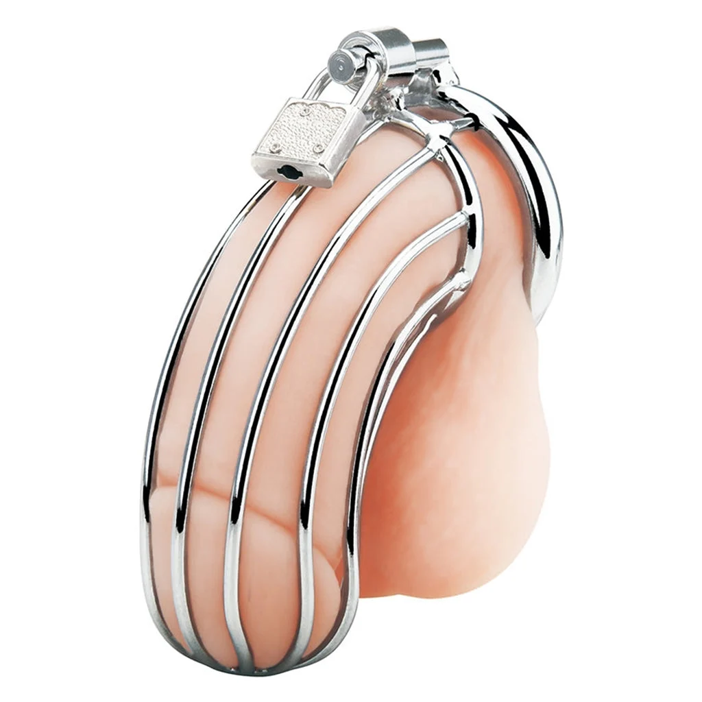 Blue Line Prisoner Cock Cage in Silver - Image 2