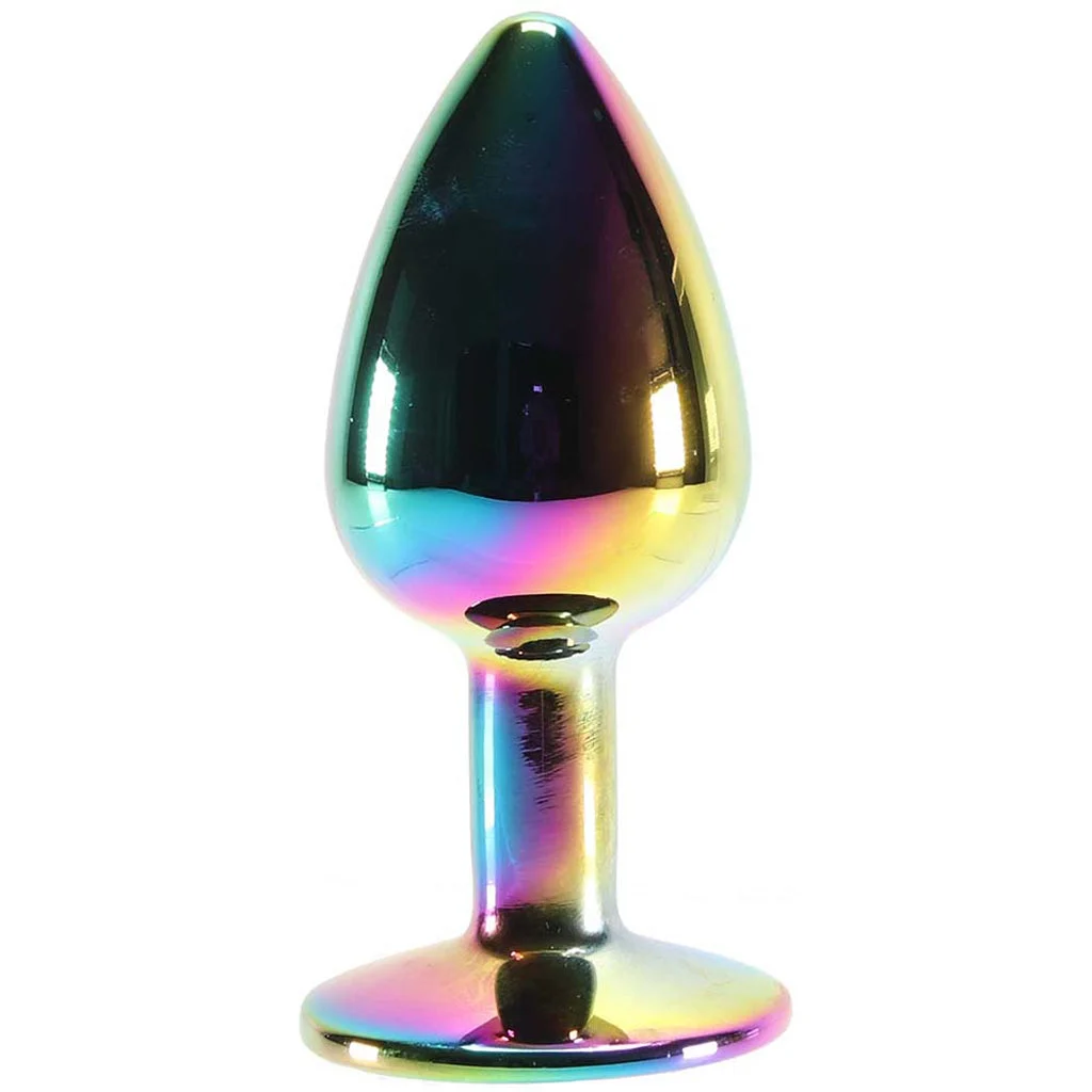 Small Aluminum Plug with Rainbow Gem in Multicolor - Image 2
