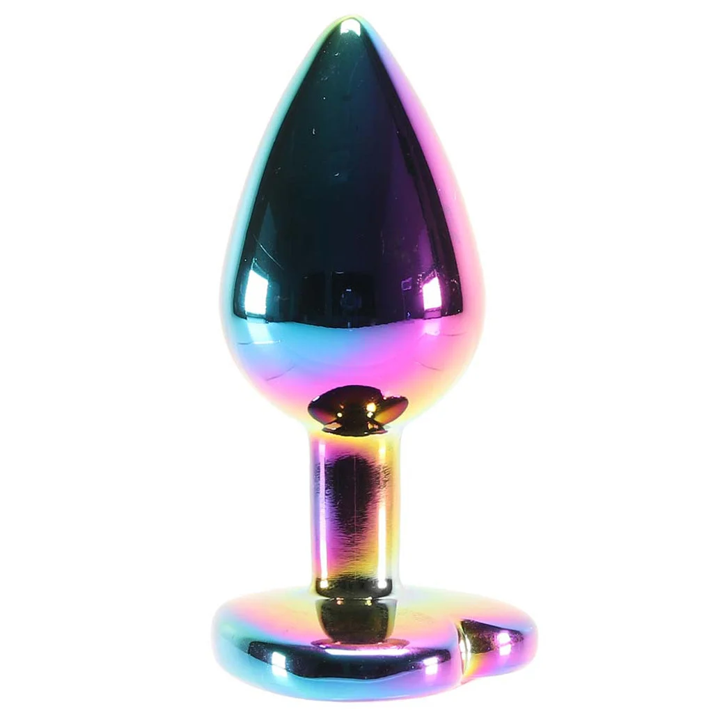 Small Aluminum Plug with Clear Heart Gem in Multicolor - Image 2