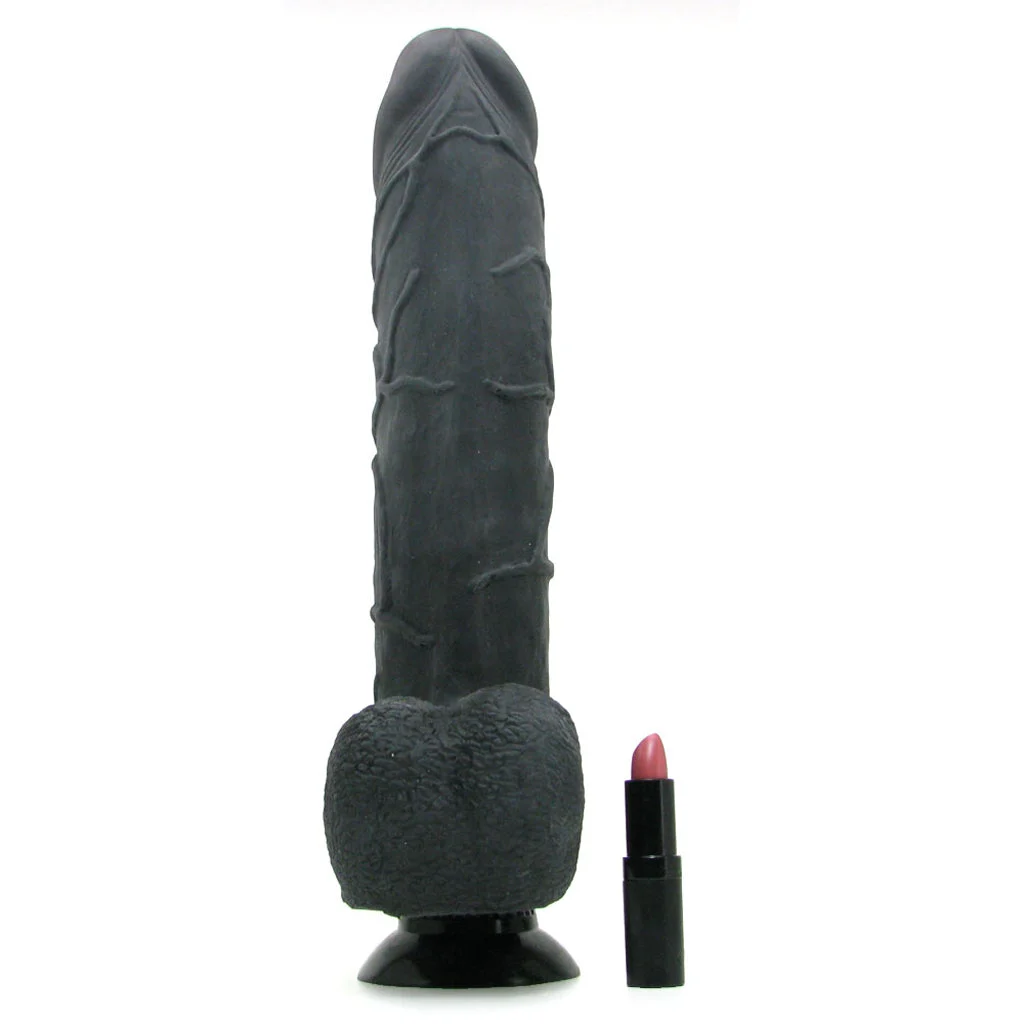Real Feel Deluxe 12 Inch Vibrating Wall Banger Dildo in Bla - Image 4