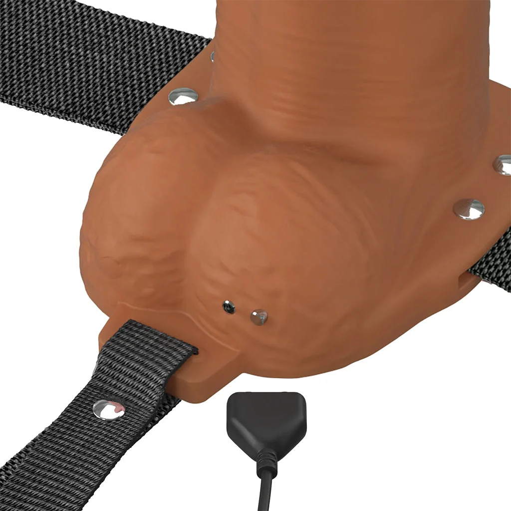 Fantasy X-tensions 7 Inch Hollow Strap-On Vibe in Brown - Image 7
