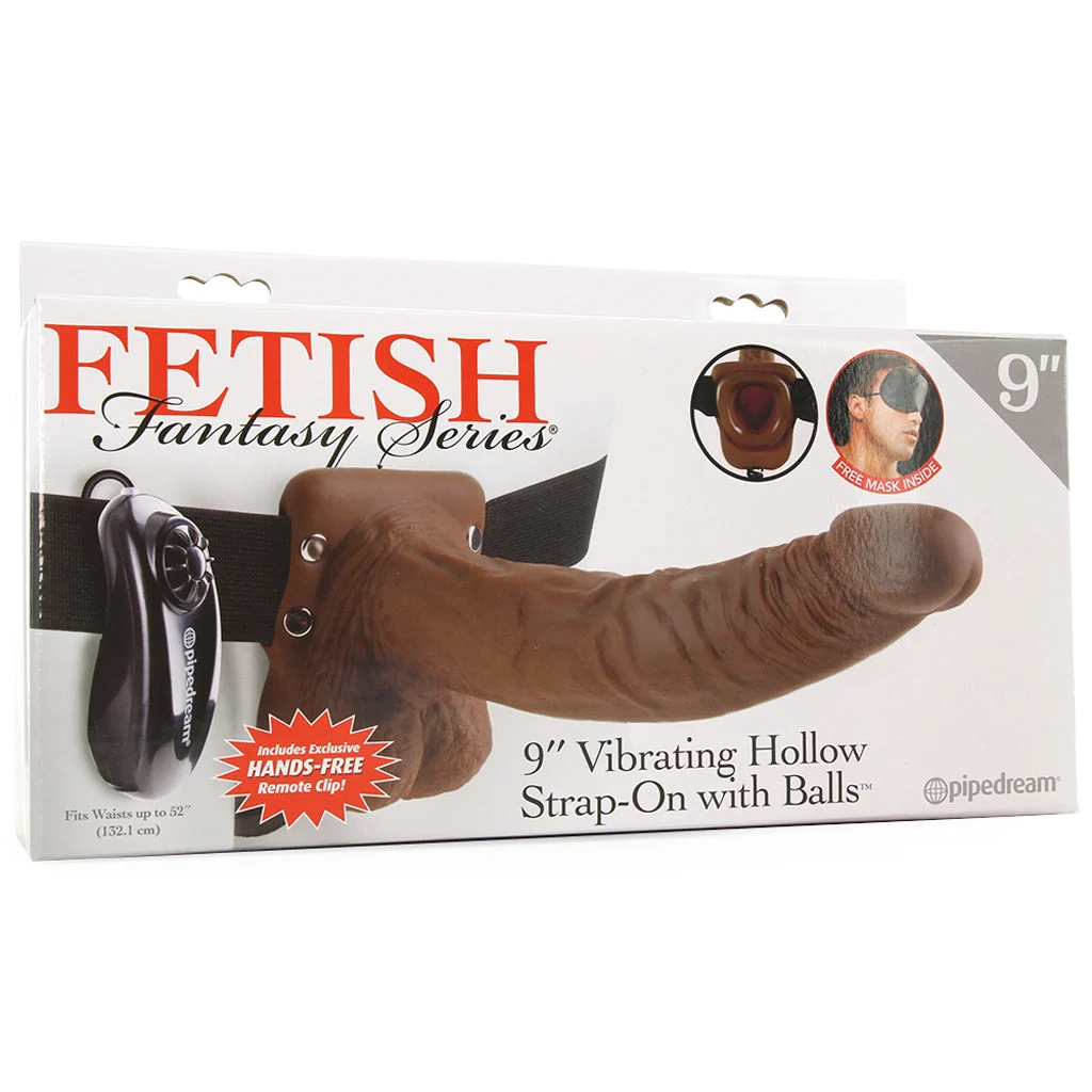 Fetish Fantasy Vibrating 9 Inch Hollow Strap-On in Brown – Image 6
