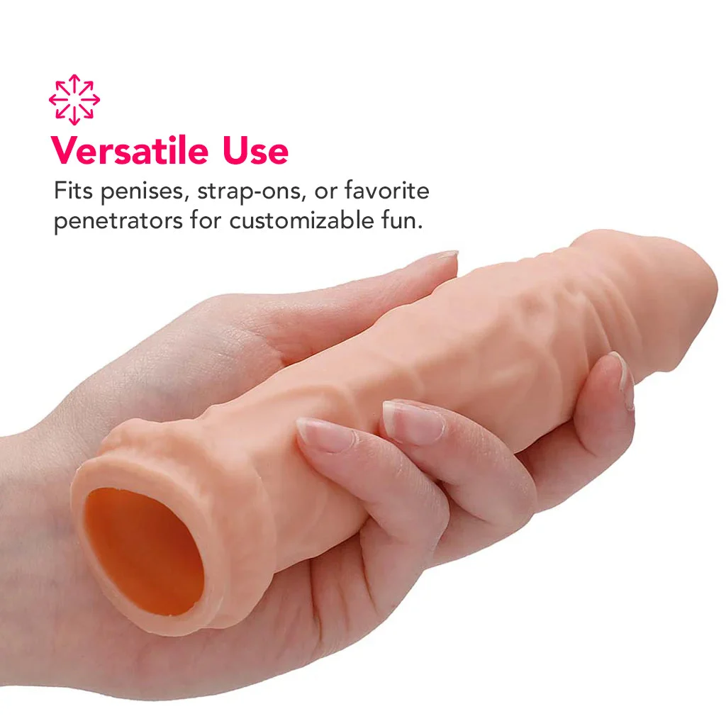 RealRock Penis Sleeve 6 Inch Extender in White - Image 4