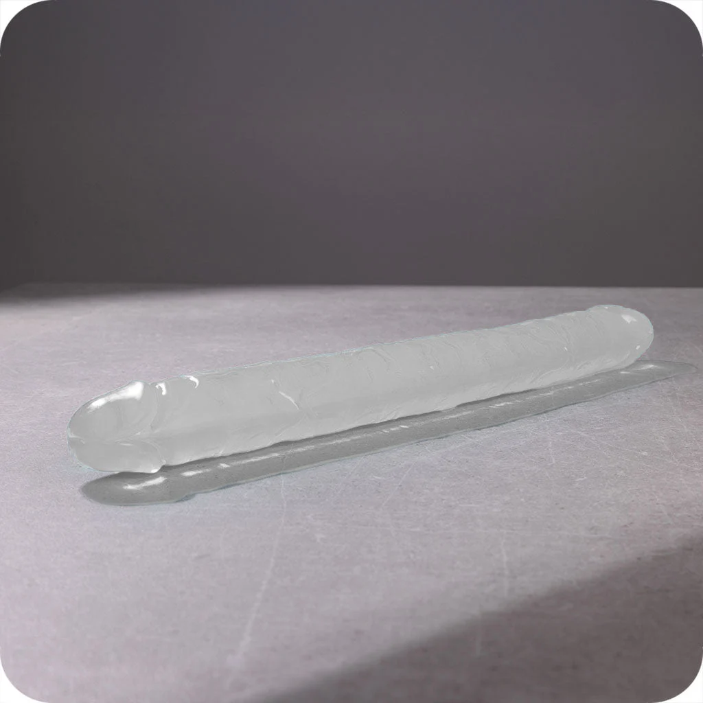 RealRock Crystal Jelly 18 Inch Double Dildo in Clear – Image 3