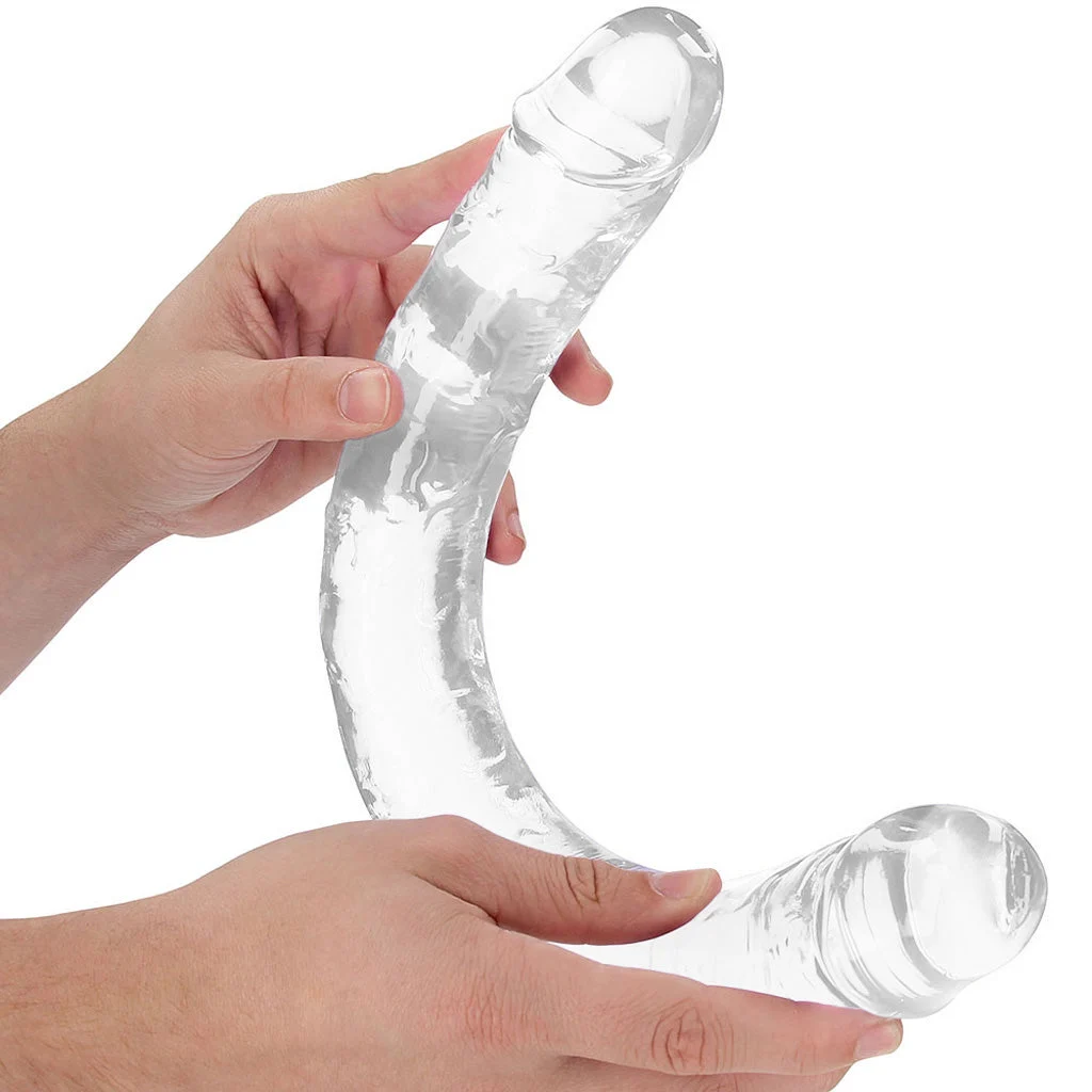 RealRock Crystal Jelly 18 Inch Double Dildo in Clear – Image 4