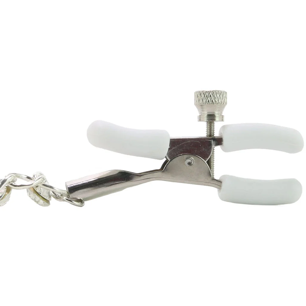 nipple play Crystal Chain Nipple Clamps in White - Image 2