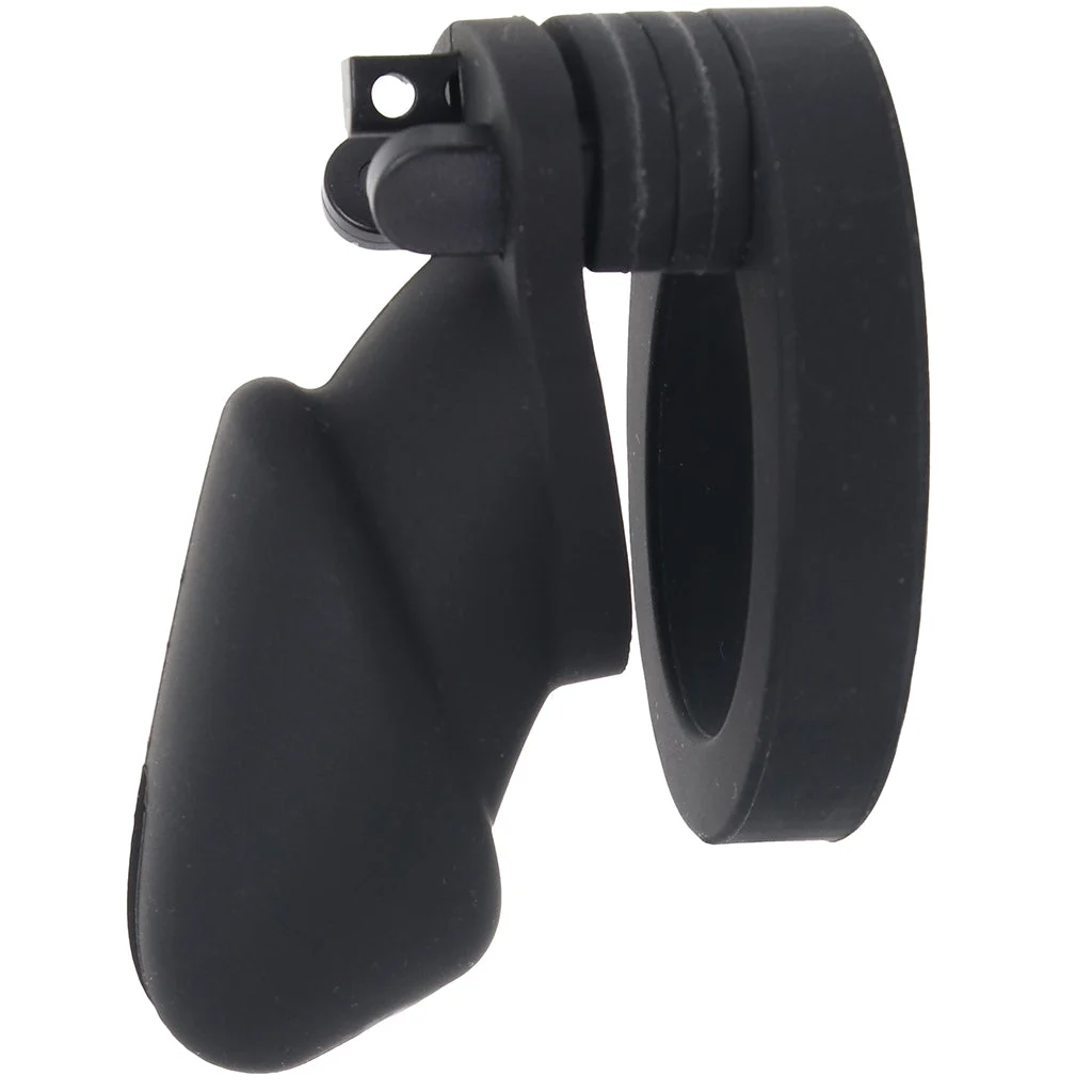 Blue Line Silicone Chastity Cage in Black - Image 8
