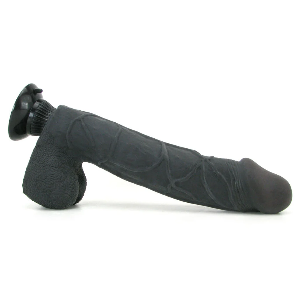 Real Feel Deluxe 12 Inch Vibrating Wall Banger Dildo in Bla - Image 3