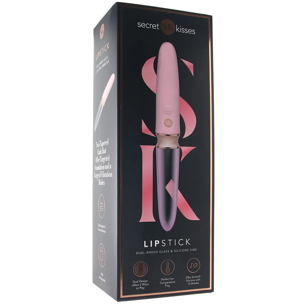 Secret Kisses Lipstick Dual Ended Glass Vibe - Image 6