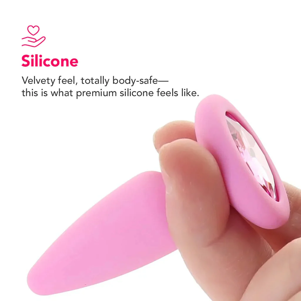 First Time Crystal Booty Anal Plug Set in Pink - Image 4