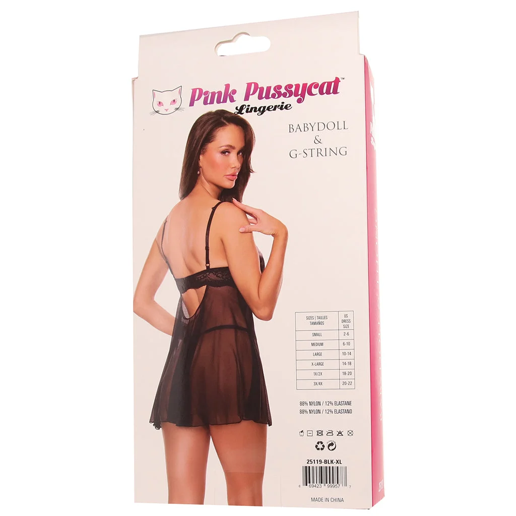 Pink Pussycat Black Babydoll & G-String – Image 8
