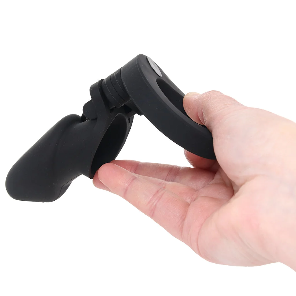 Blue Line Silicone Chastity Cage in Black - Image 4