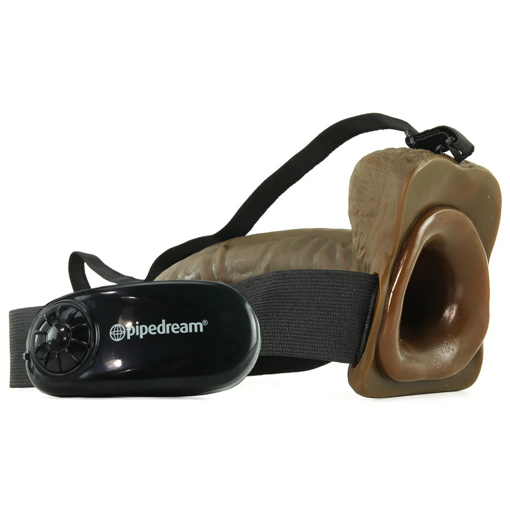 Fetish Fantasy Vibrating 9 Inch Hollow Strap-On in Brown – Image 3