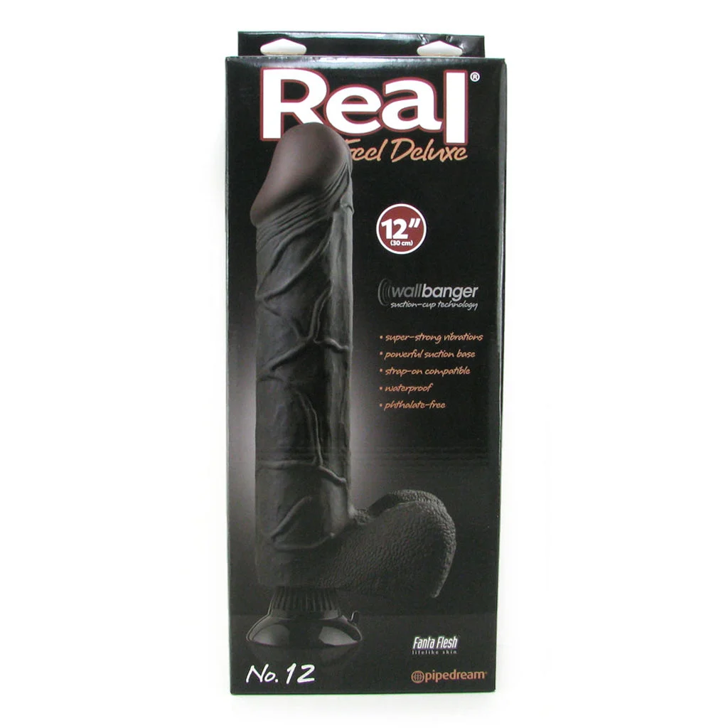 Real Feel Deluxe 12 Inch Vibrating Wall Banger Dildo in Bla - Image 6